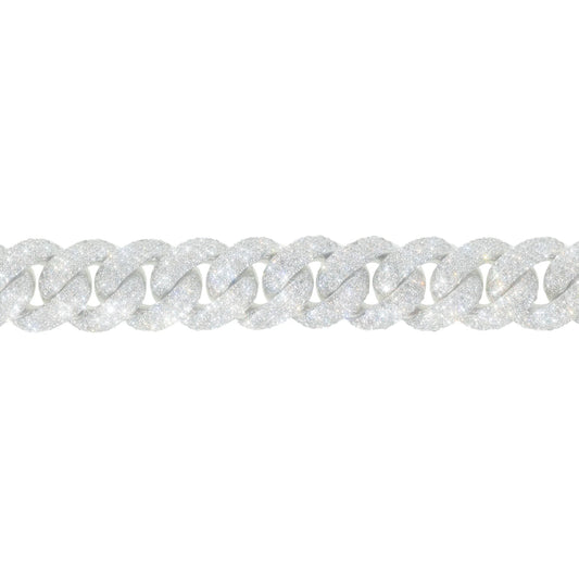 Cuban Link Bracelet - 10kt - White Gold 110.40g - D 12.50 ct - 8 inches