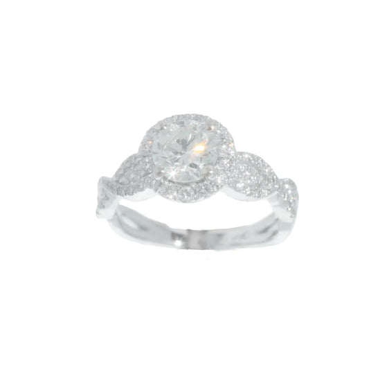 Engagement Ring – 18K – White Gold 4.80 g – D 0.47 CT / Center 1.00 CT