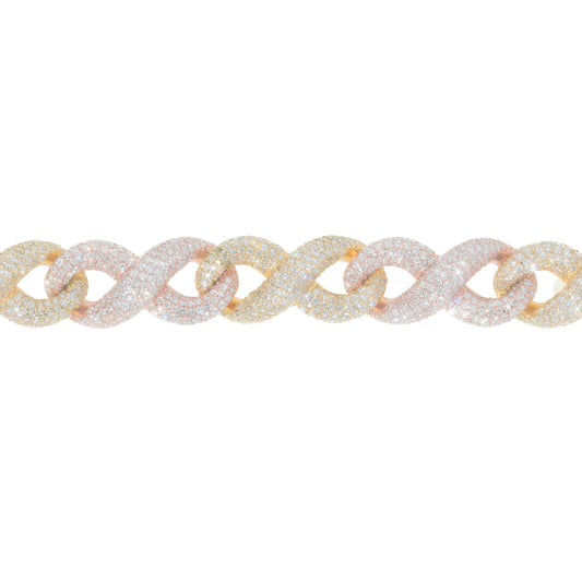 Infinity Link Bracelet With Diamonds - 14K - Yellow / Rose Gold 125.30g - D 21.0 ct - 7.5 inches