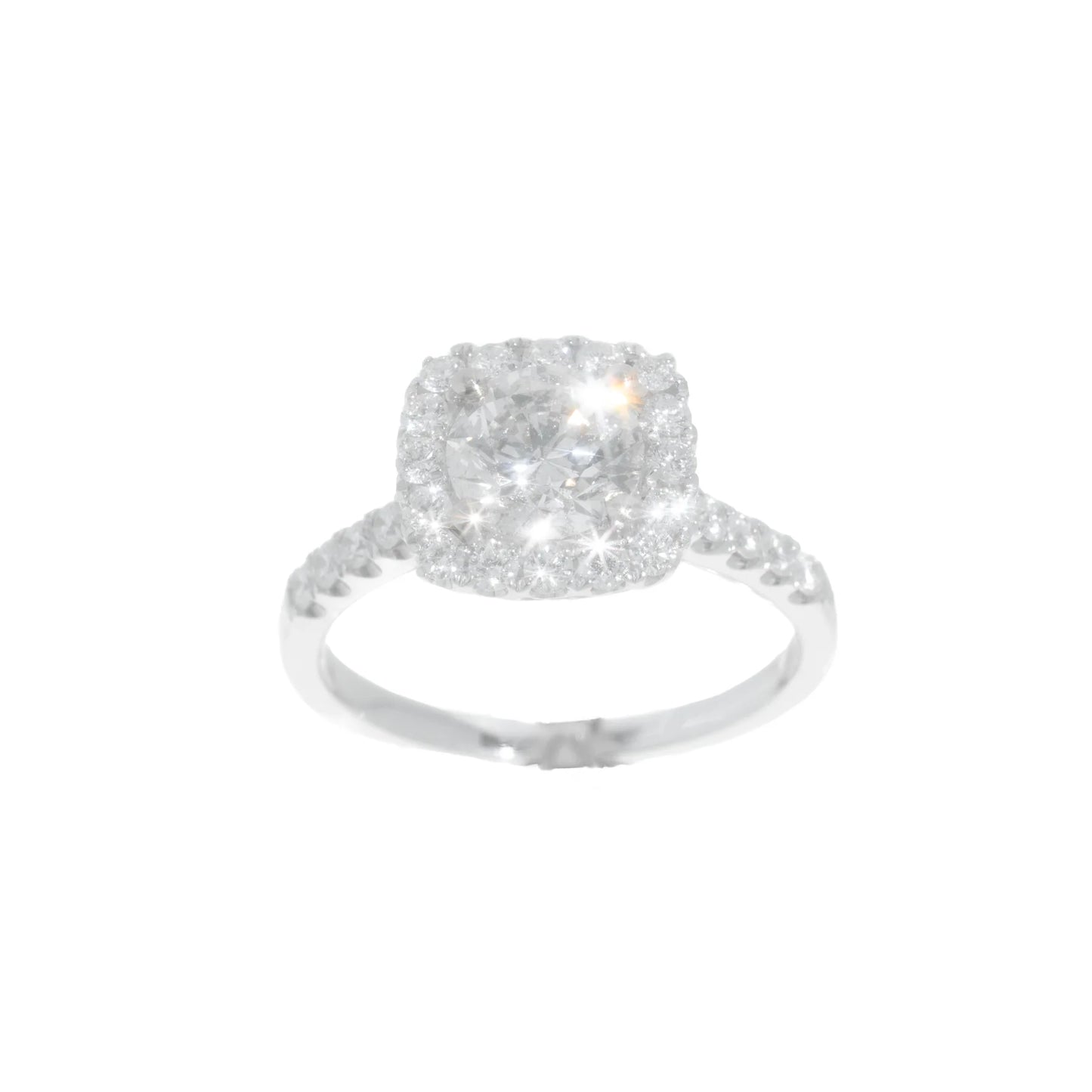 Engagement Ring – 18K – White Gold 3.60 g – D 0.63 CT / Center 1.26 CT