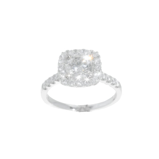 Engagement Ring – 18K – White Gold 3.60 g – D 0.63 CT / Center 1.26 CT