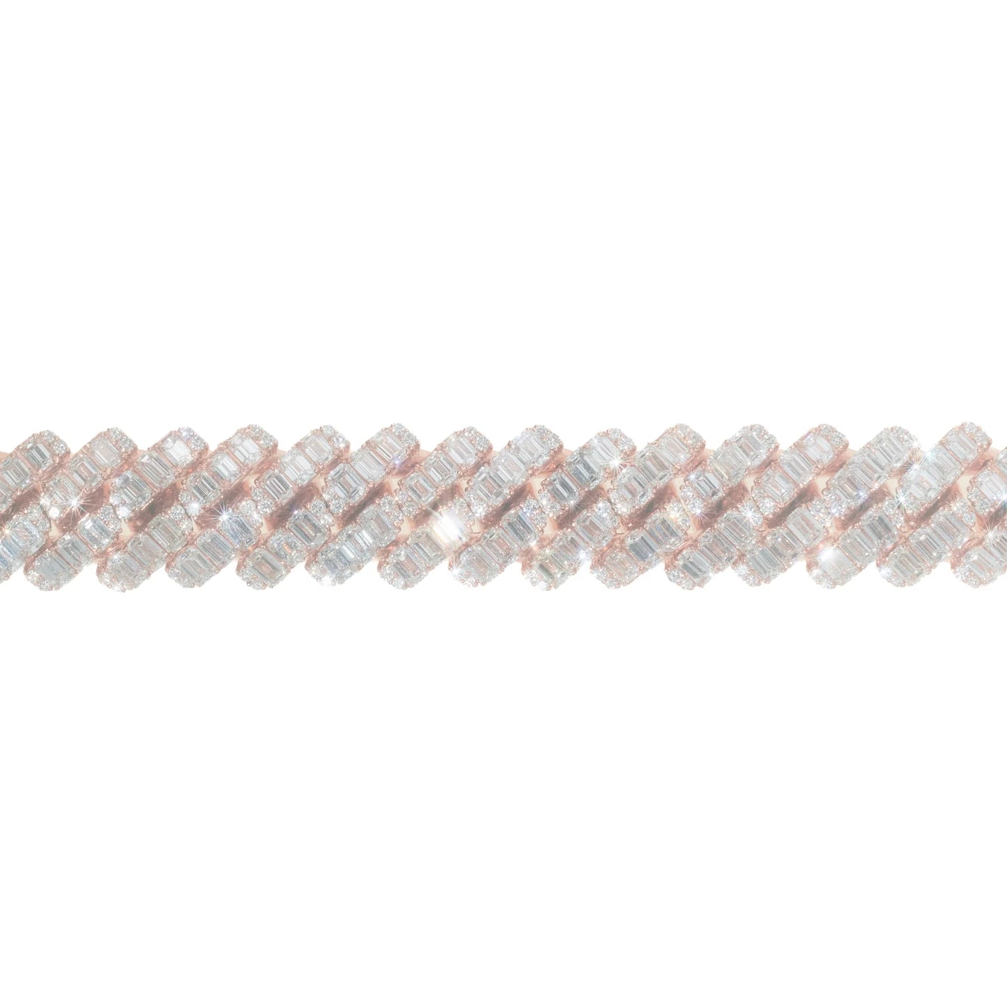 Cuban Link Bracelet With Emeralds - 14K - Rose Gold 141.90g - D 34.22 ct - 8 inches