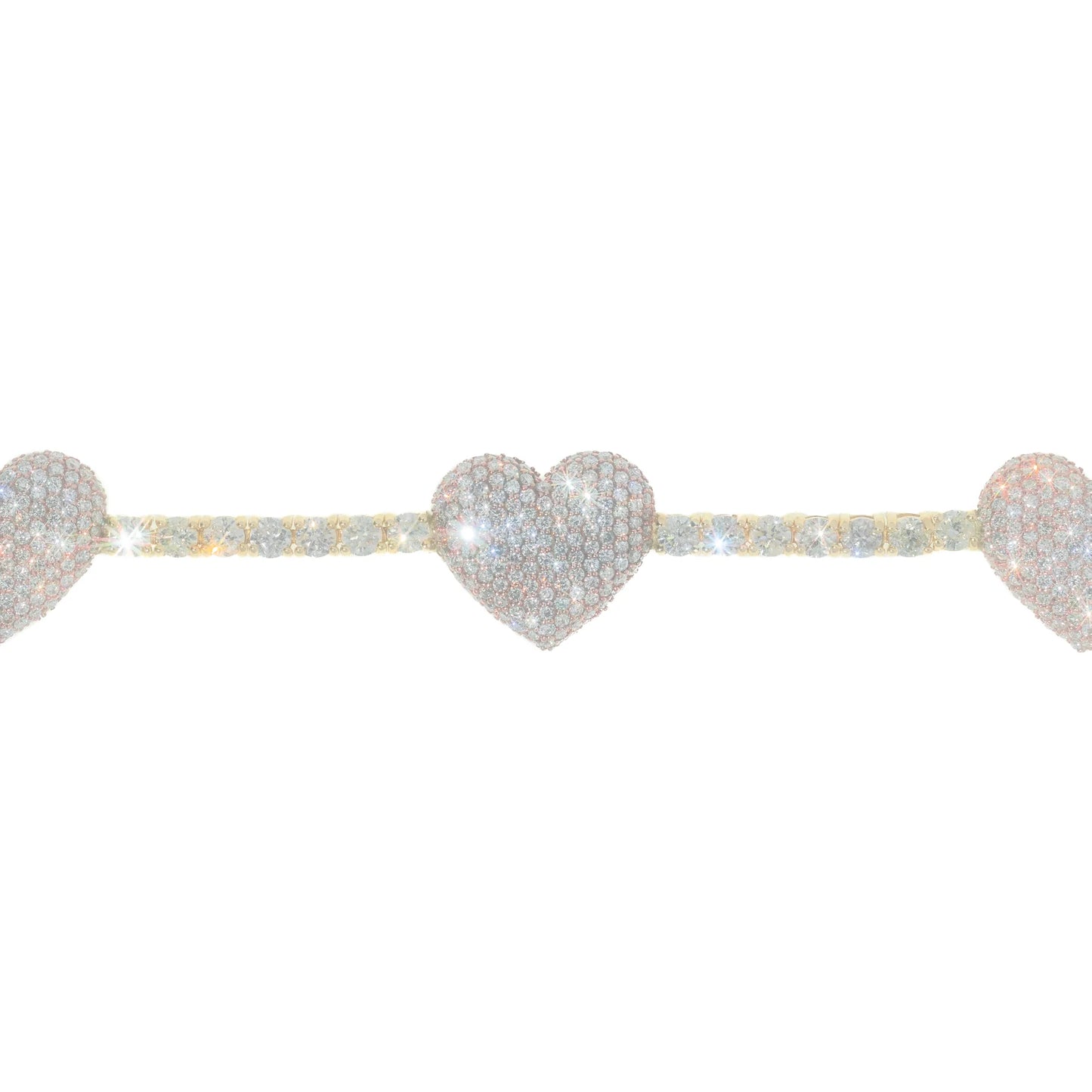 Tennis Bracelet With Hearts - 14K - Rose / Yellow Gold 32.30 g - D 16.83 ct - 8 inches