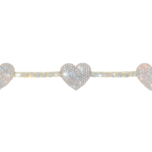 Tennis Bracelet With Hearts - 14K - Rose / Yellow Gold 32.30 g - D 16.83 ct - 8 inches