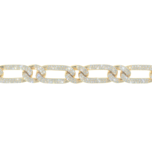 Figaro Link Bracelet With Diamonds - 14K - Rose / White Gold 85.60g - D 8.04 ct - 8 inches