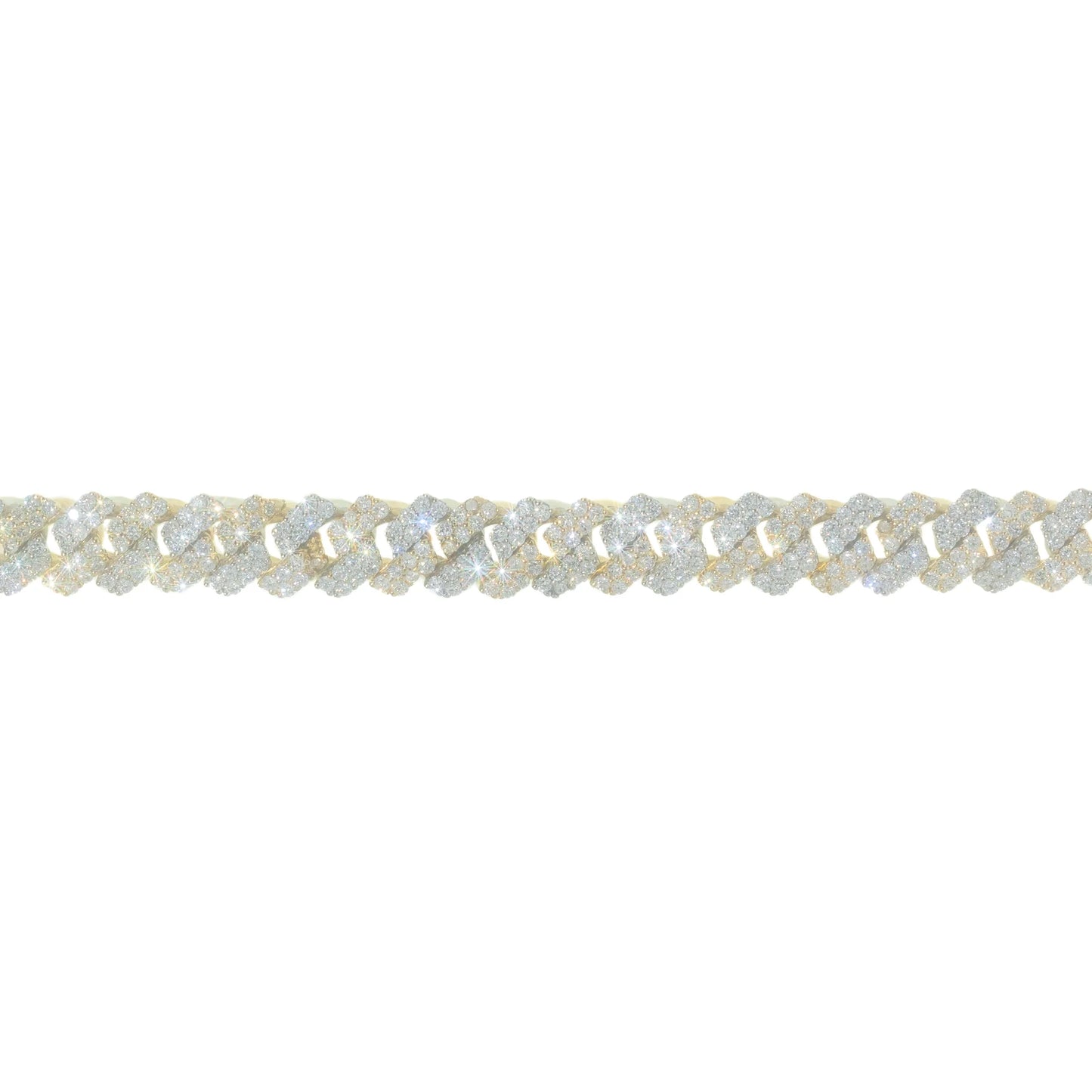Cuban Link Bracelet - 10kt - Yellow / White Gold 50.00g - D 8.51 ct - 8 inches
