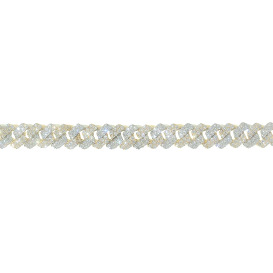 Cuban Link Bracelet - 10kt - Yellow / White Gold 50.00g - D 8.51 ct - 8 inches