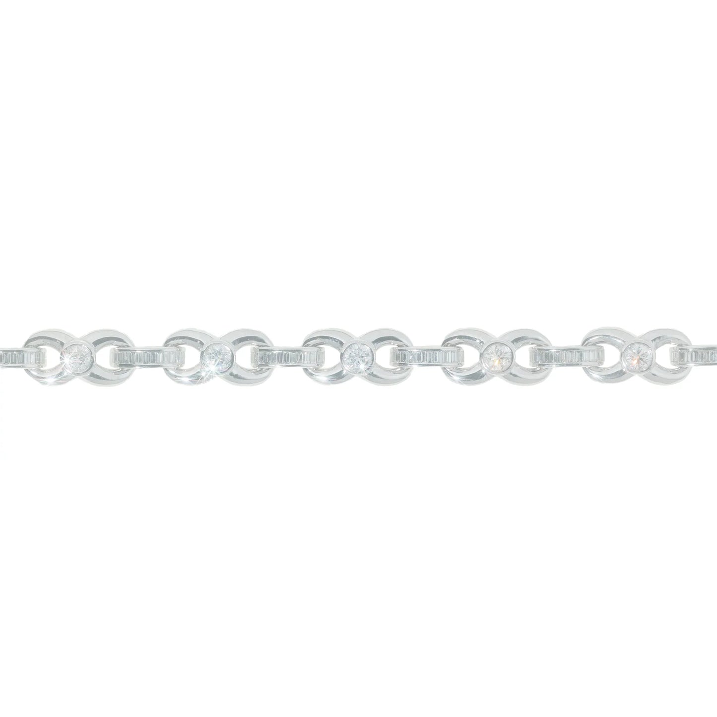 Infinity Link Bracelet - 10K - White Gold 26.60g - D 2.95 ct - 8 inches