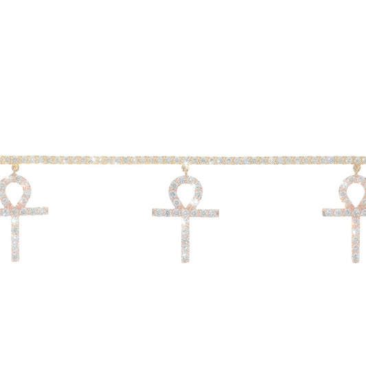 Tennis Cross Bracelet - 14K - Rose/Yellow Gold 12.60g - D 4.99 CT - 8 inches