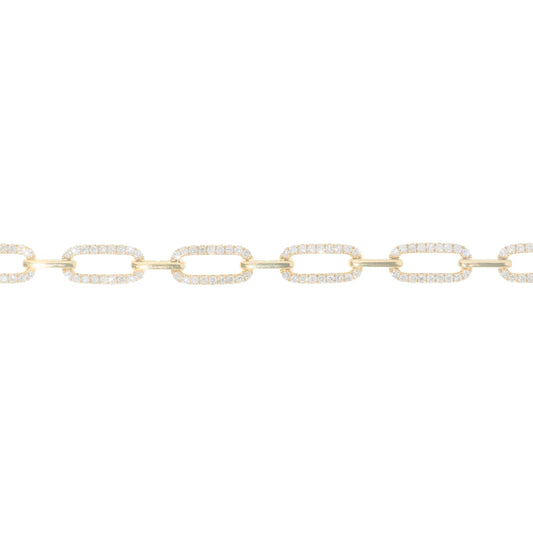 Paper Clip Link - 18K - Yellow Gold 19.80g - D 2.50 CT - 8 inches