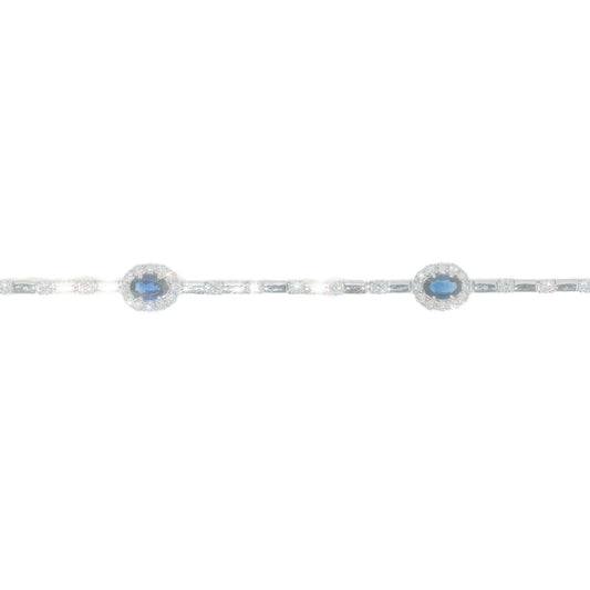 Diamond Bracelet With Sapphires - 18K - White Gold 12.8g - D 1.60 CT / S 2.0 CT - 8 inches