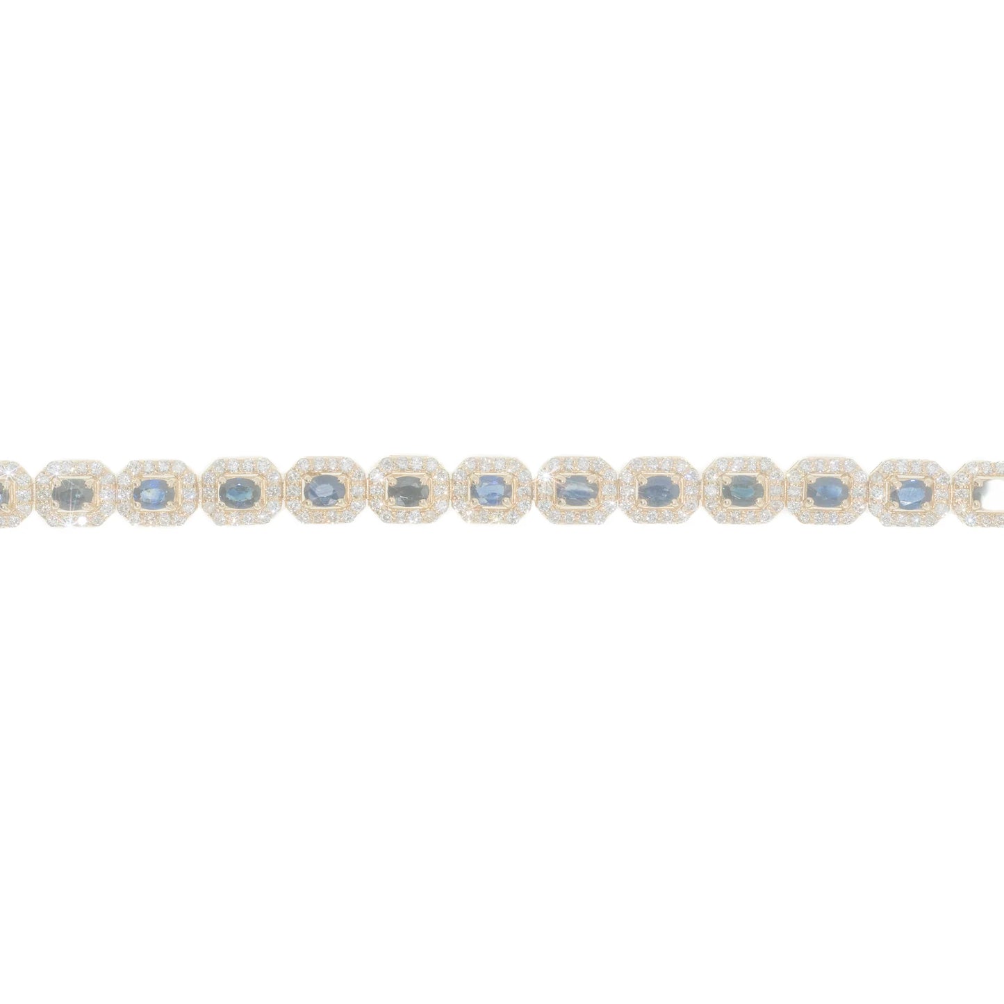 Bracelet With Diamonds & Sapphires - 14K - Yellow Gold 16.60g - D 2.94 CT / S 5.25 CT - 8 inches