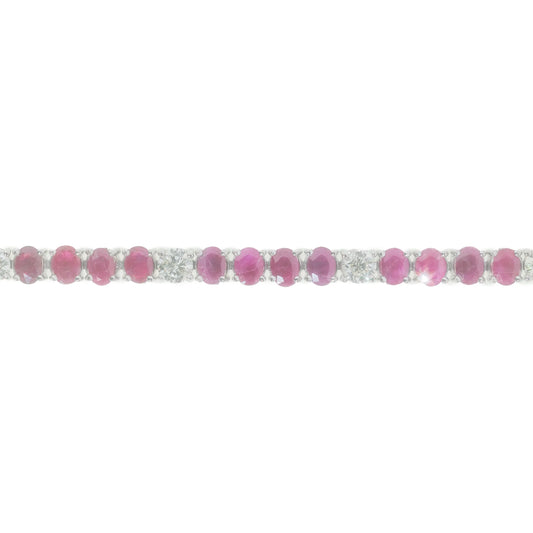 Tennis Bracelet With Rubys - 14K - White Gold 28g - D 5.30 CT / R 23.58 CT - 8 inches