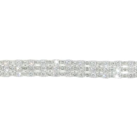 Triple Tennis Bracelet With Emeralds - 14K - White Gold 39.6 g - D 15.46 ct / EM 13.85 ct - 8 inches