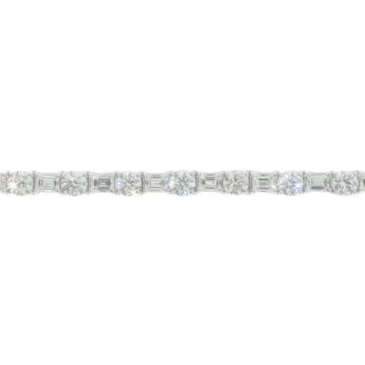 GIA Certified Tennis Bracelet With Emeralds - 14K - White Gold 27.50g - D 17.52 ct / EM 14.14 ct - 8 inches.