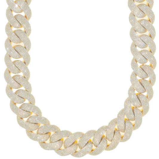 Cuban Link Chain - 14K Gold - Yellow Gold 1074.60 gr - DIA 103.33 Ct - 22" inches