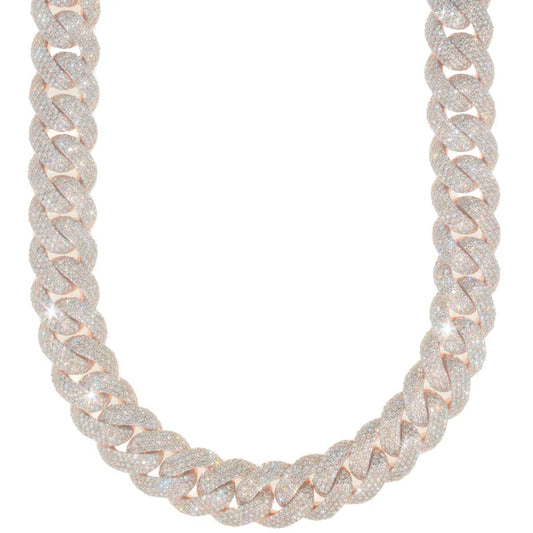 Cuban Link Chain - 10K Gold - Rose Gold 766.80 gr - DIA 77.80 Ct - 24" inches
