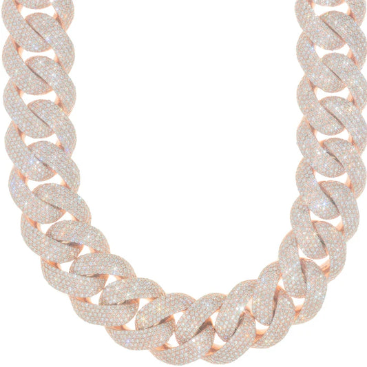 Cuban Link Chain - 10K Gold - Rose Gold 1151.30 gr - DIA 113.0 Ct - 26" inches