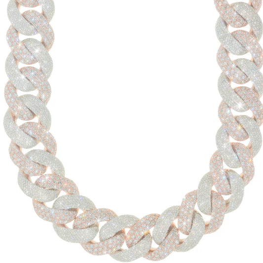 Cuban Link Chain - 10K Gold - Rose/White Gold 1028.26 gr - DIA 110.26 Ct - 26" inches