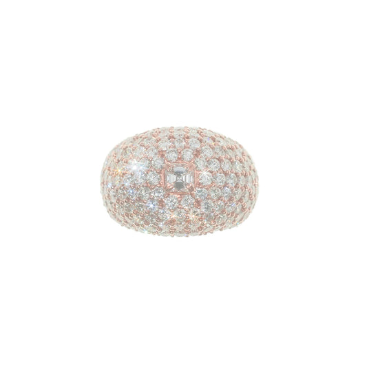 Ring With Diamonds & Center Emerald - 14K - Rose Gold 9.30g - D 10.27 CT