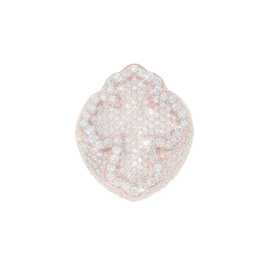 Cross Ring With Diamonds - 10K - Rose Gold 36.10g - D 11.09 CT