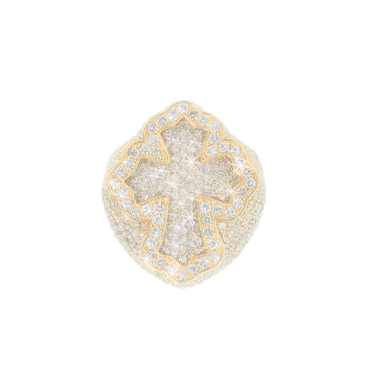 Cross Ring With Diamonds - 10K - Yellow Gold 36.10g - D 11.09 CT