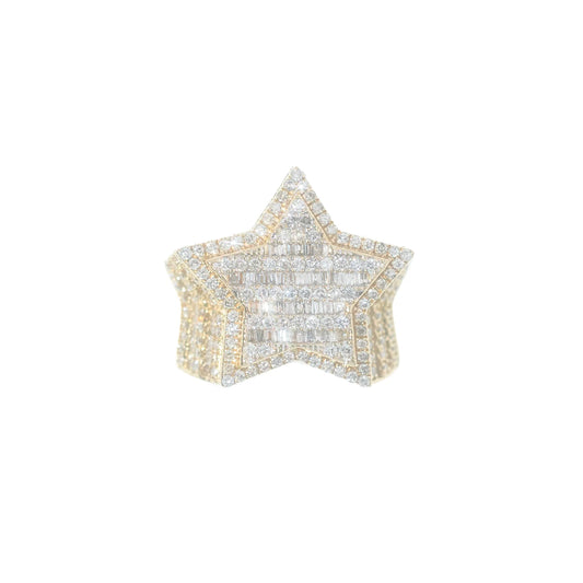 Star Ring With Emeralds - 10K - Yellow Gold 19.90g - D 5.50 CT