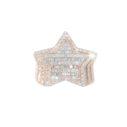 Star Ring With Emeralds - 10K - Rose Gold 16.90g - D 5.50 CT