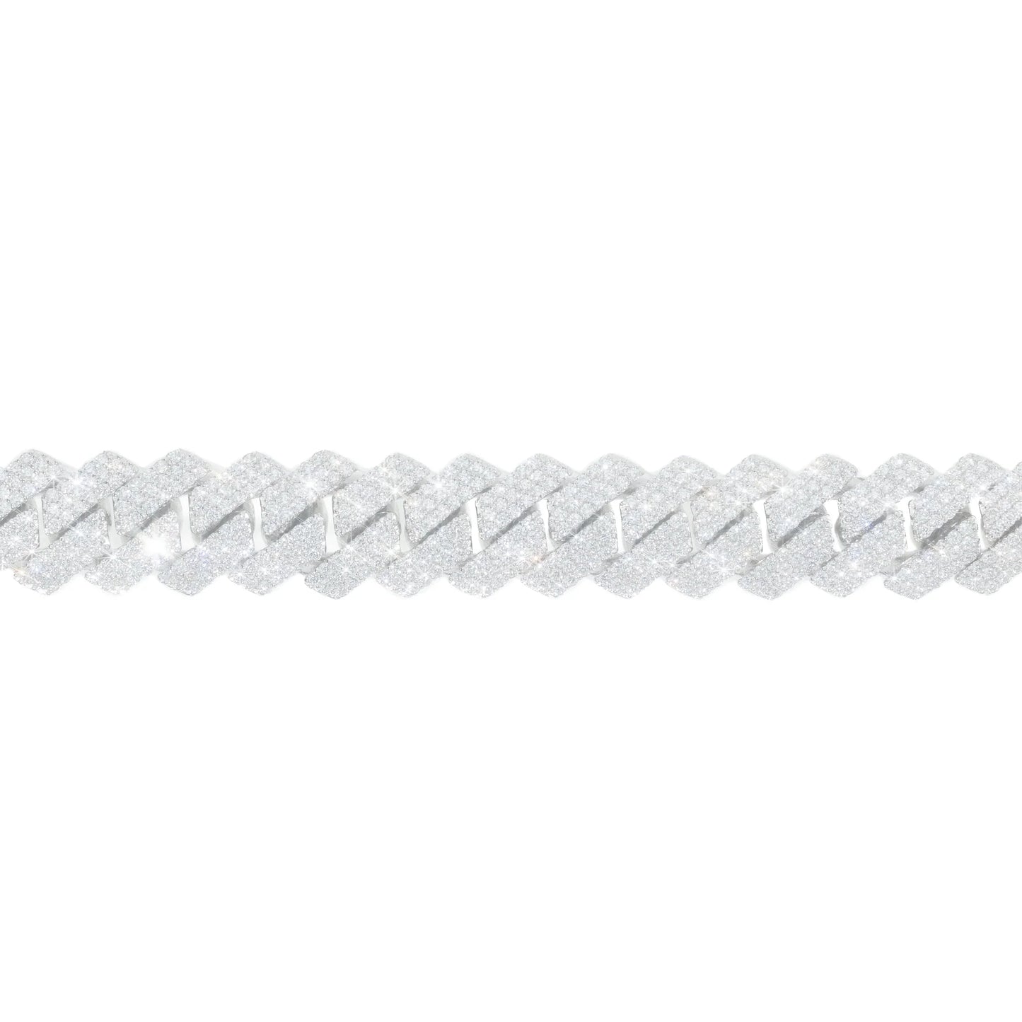 Cuban Link Bracelet - 10kt - White Gold 231.6g - D 18.25 ct - 8 inches