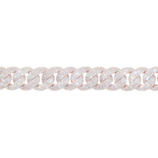 Cuban Link Bracelet - 10kt - Rose Gold 201.6g - D 27.07 ct - 8 inches