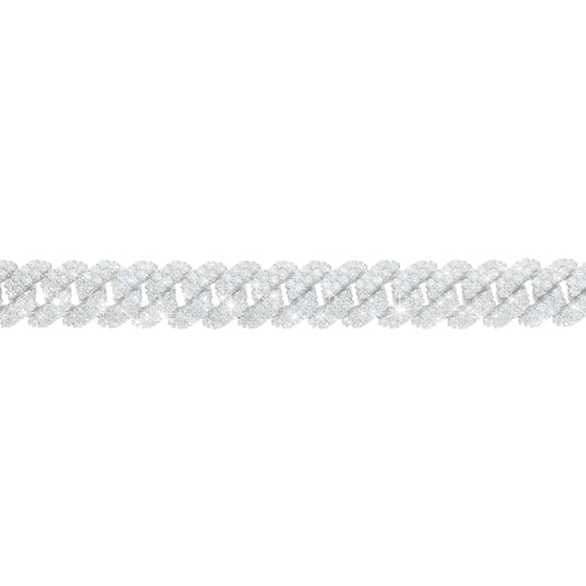 Cuban Link Bracelet - 14kt - White Gold 139.20g - D 17.79 ct - 8 inches