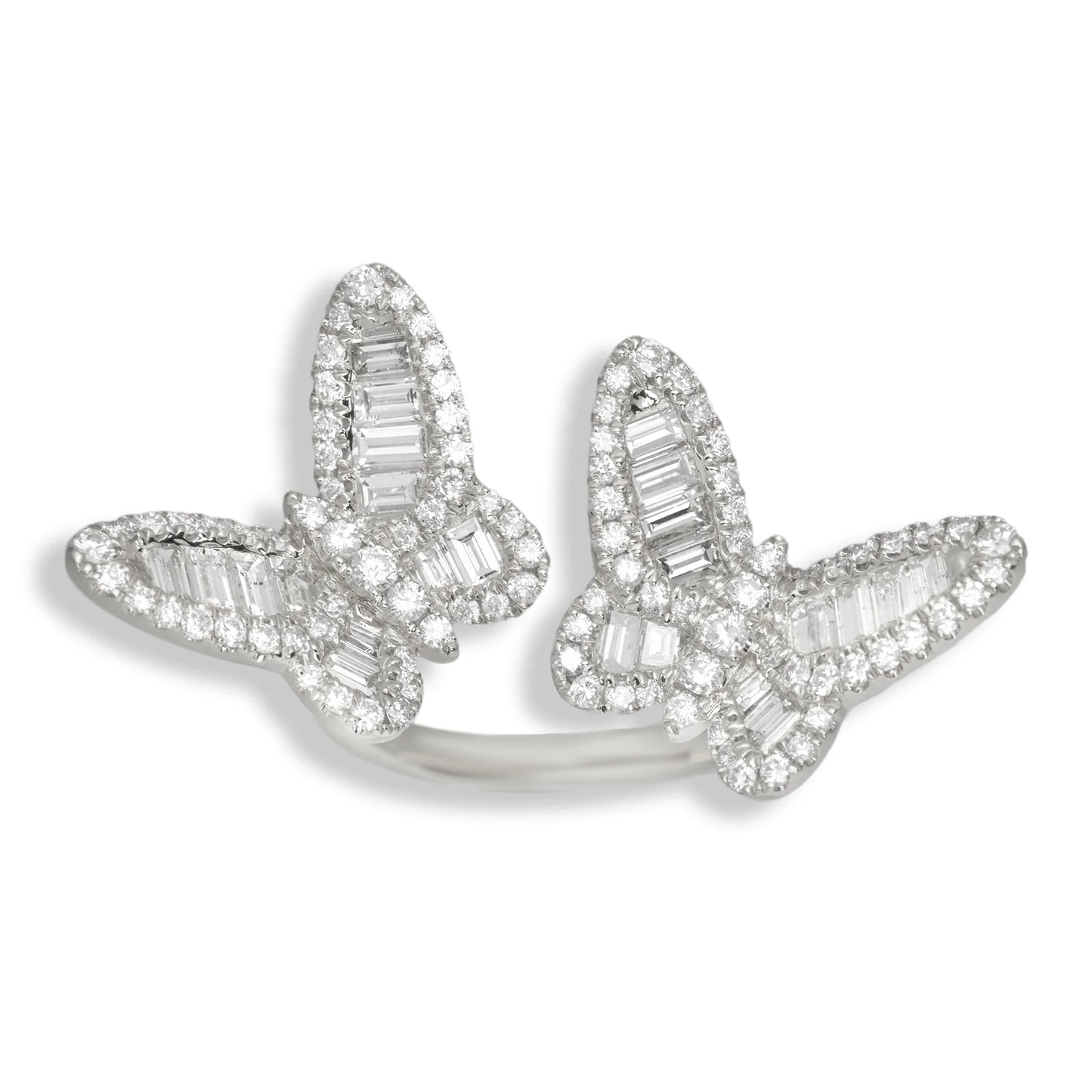 Butterflies Ring With Emerald Cuts – 18K – Multicolor (White/Yellow/Rose Gold) 6.4 g – D 4.00 CT