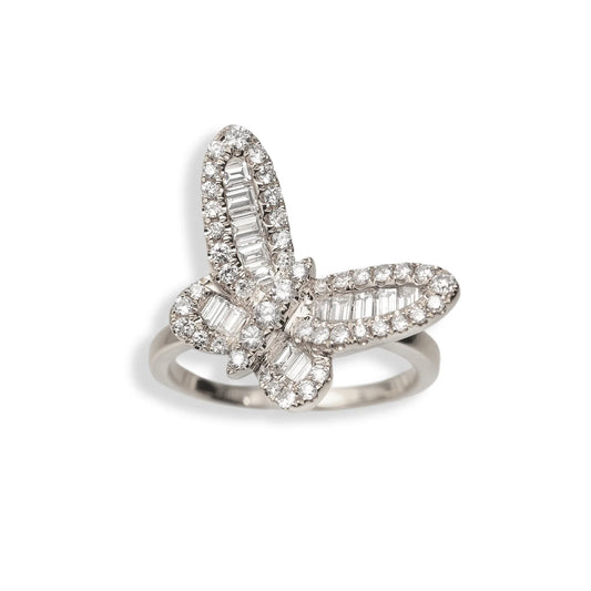 Butterfly Ring With Emerald Cuts – 18K – White Gold 5.8 g – D 1.14 CT