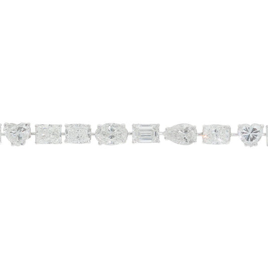 Mixed Shape Diamond Bracelet GIA Certified - 14K - White Gold 24.50g - D 36.67 CT - 7 inches