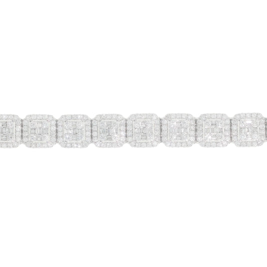 Baguette Bracelet - 14K - White Gold 32.80g - D 10.10 ct / EM 20.21 ct - 8 inches