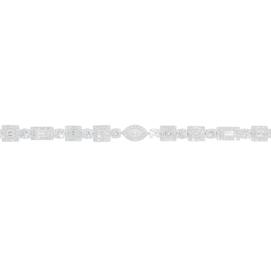 Different Shape Bracelet - 18K - White Gold 12.90g - D 3.70 CT - 7 inches