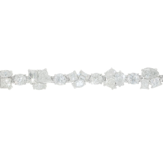Different Shape Diamond Bracelet - 14K - White Gold 44.1 g - D 36.61 CT - 8 inches