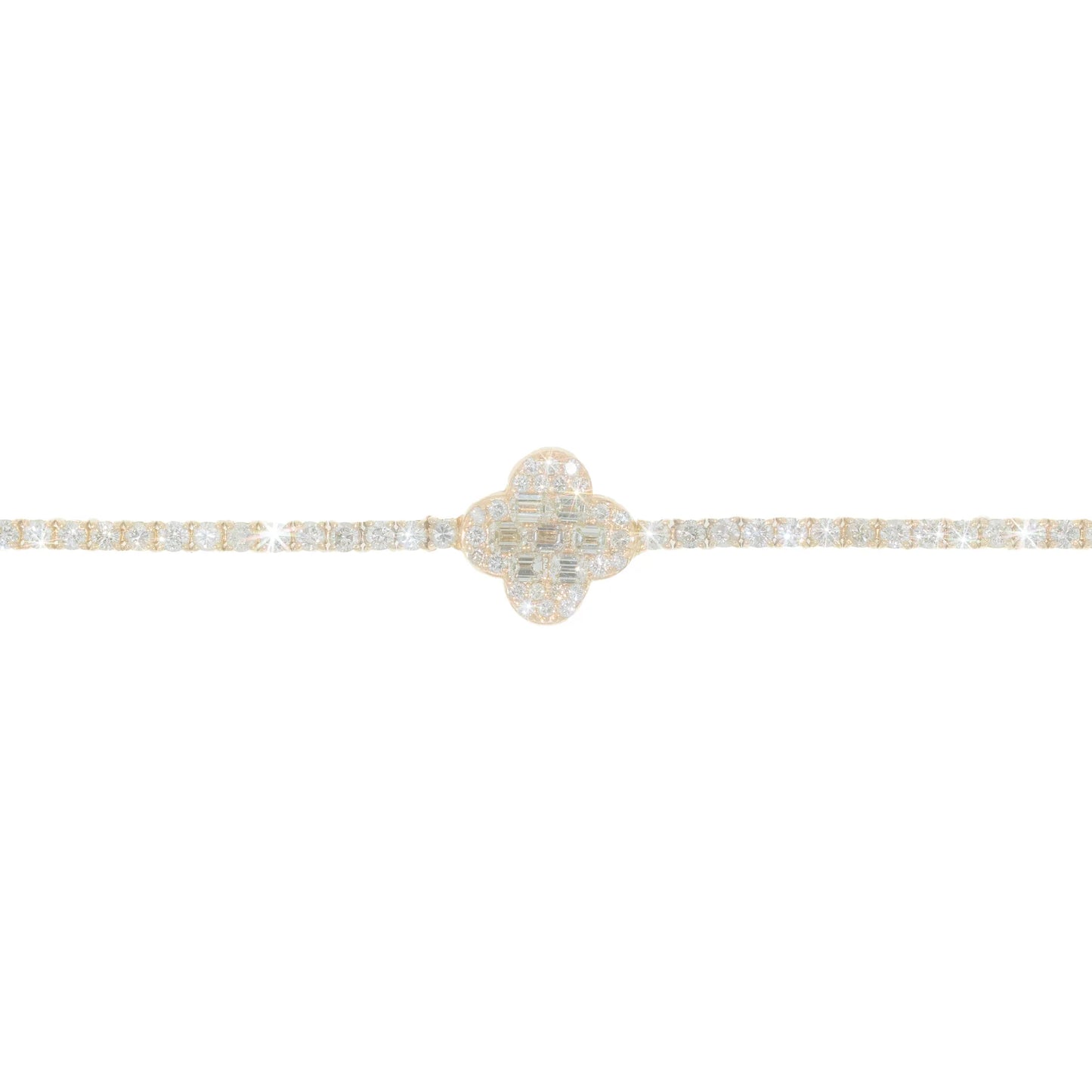 Tennis Bracelet With Center Colver - 14K - Yellow Gold 10.6 g - D 4.52 ct - 7 inches