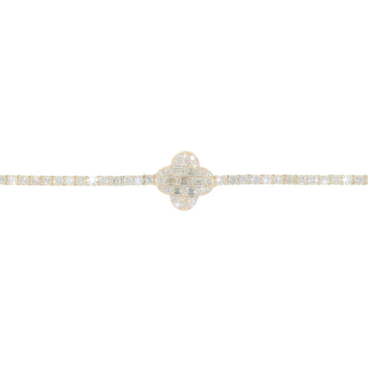 Tennis Bracelet With Center Colver - 14K - Yellow Gold 10.6 g - D 4.52 ct - 7 inches