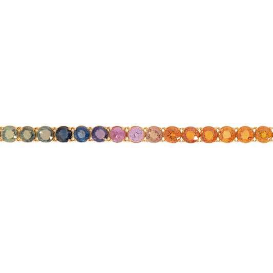 Diamond Tennis Bracelet Color Stones - 14K - Yellow Gold 14.70g - D 15.41 CT - 8 inches