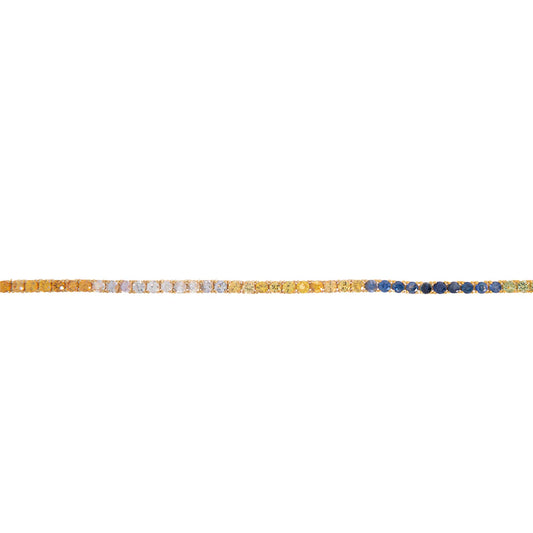 Diamond Tennis Bracelet Color Stones - 14K - Yellow Gold 7.70 g - 3.56 CT - 8 inches