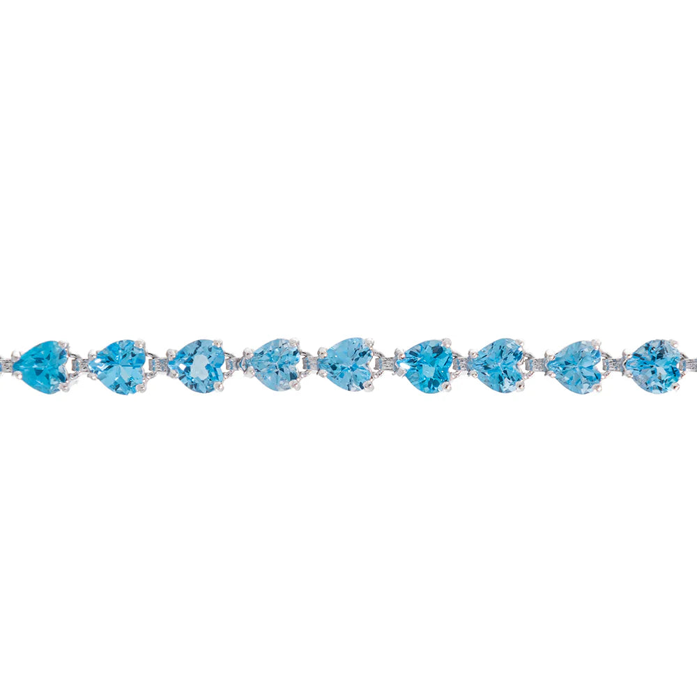 Blue Sapphire Tennis Bracelet - 14K - White Gold 10.80g - D 13.41 CT - 8 inches