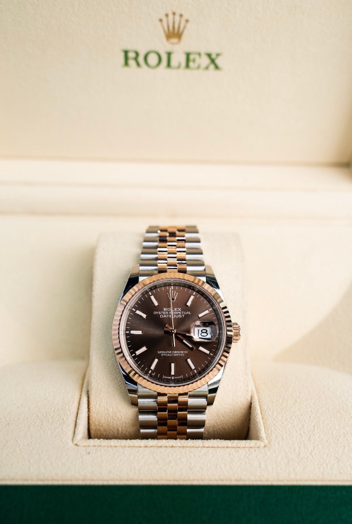Rolex Datejust 36mm, Rose Gold Steel, Rhodium Dial, Jubilee