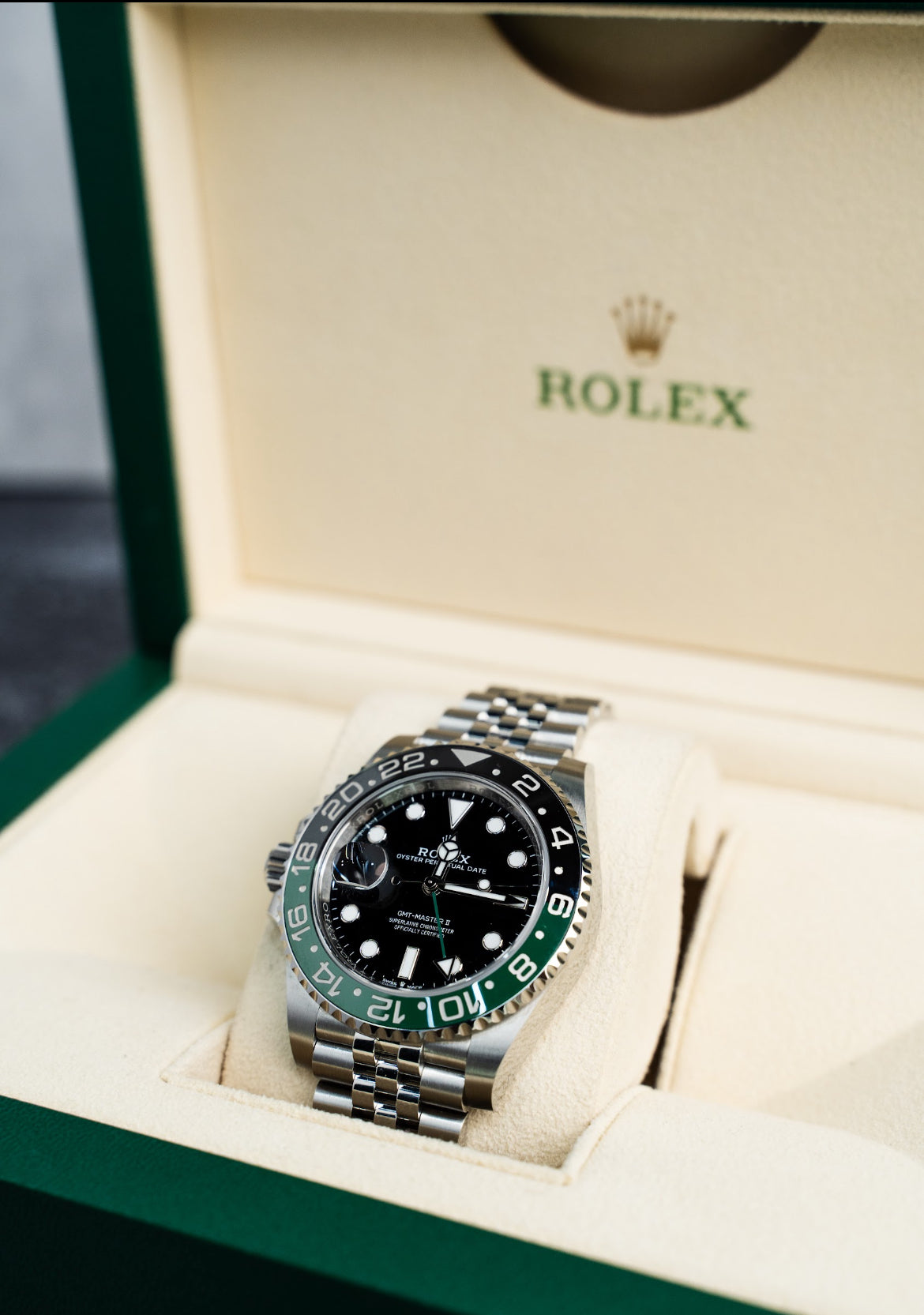 Rolex GMT-Master II, Black Dial, Sprite 40mm Jubilee