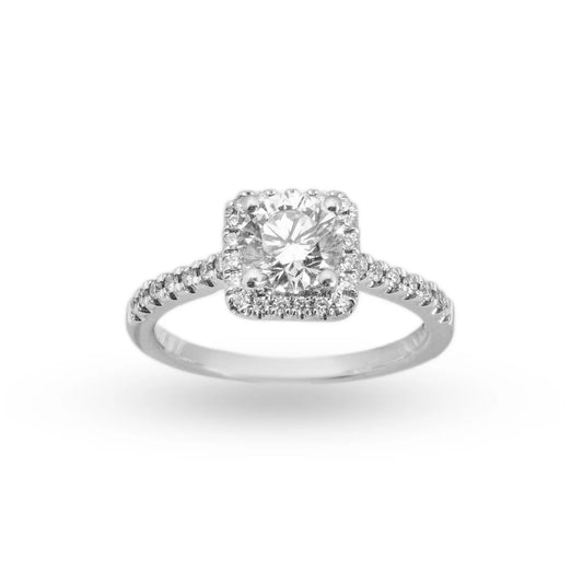 Engagement Ring – 18K – White Gold 3.5 g – D 0.24 CT / Center 1.06 CT