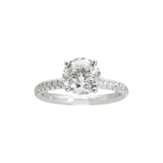 Engagement Ring With Center Stone – 18K – White Gold 2.50 g – D 0.50 CT / Center 1.51 CT