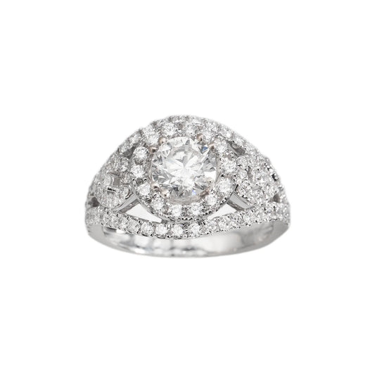 Engagement Ring – 18K – White Gold 6.1 g – D 1.21 CT / Center 1.01 CT