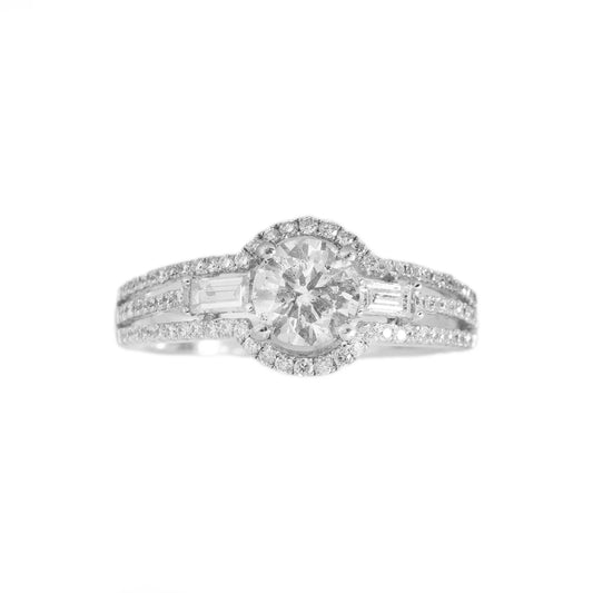 Engagement Ring – 18K – White Gold 4.2 g – D 0.48 CT / Center 0.82 CT