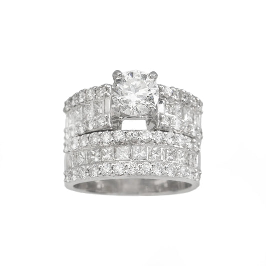 Engagement Ring – 18K – White Gold 13.8 g – D 2.15 CT / Center 1.11 CT