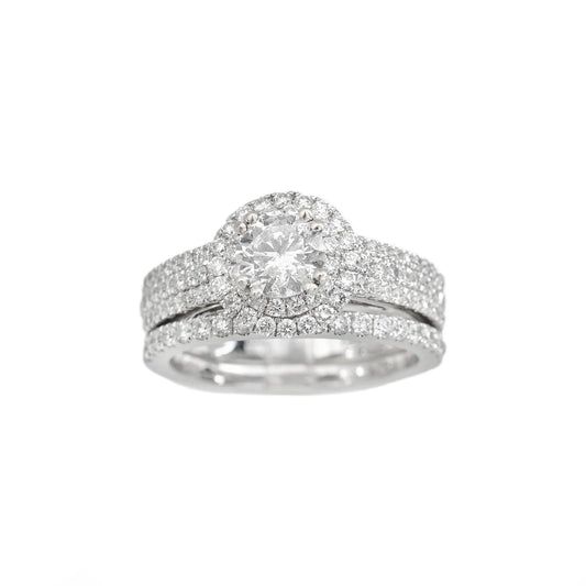 Engagement Ring – 18K – White Gold 7.5 g – D 2.12 CT / Center 0.76 CT